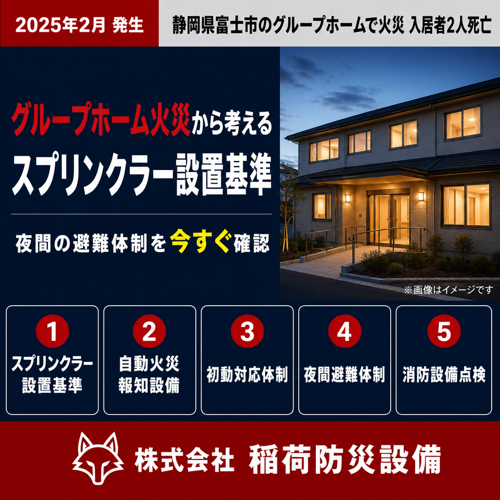 静岡県富士市のグループホーム火災に関する消防設備バナー